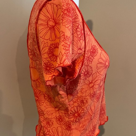 SO ruffle CROP TOP orange FLORAL size XL - Picture 4 of 8